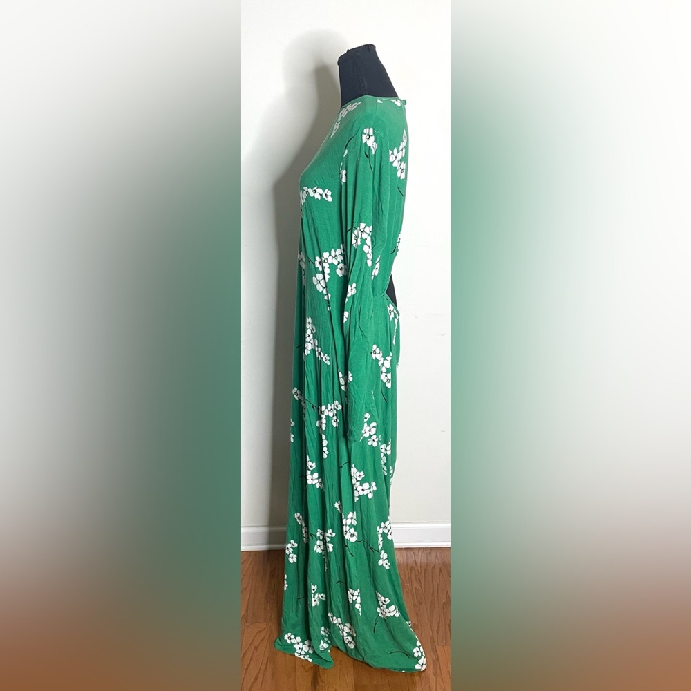 ASOS- Green and White Floral Long Sleeve Backless Dress Size 20 - Picture 3 of 9